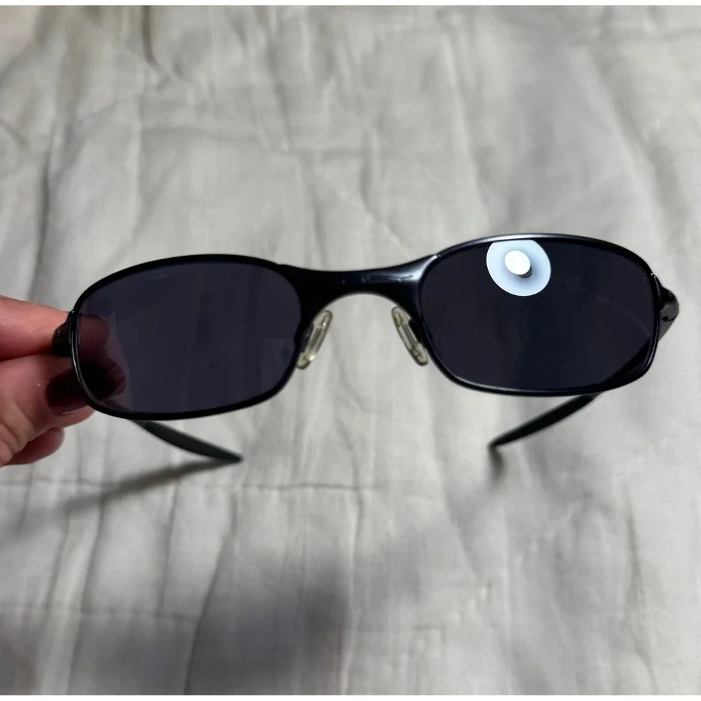 Vintage Oakley Square Wire 2.0 Sunglasses Matte Black Metal Vault Case & Bag Y2K